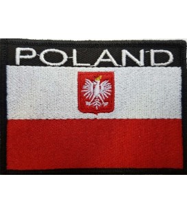 Naszywka Flaga kolor + godło POLAND 9x5cm