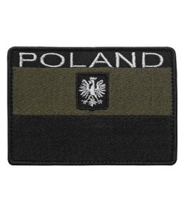 Naszywka Flaga gaszona + godło POLAND 9x5cm